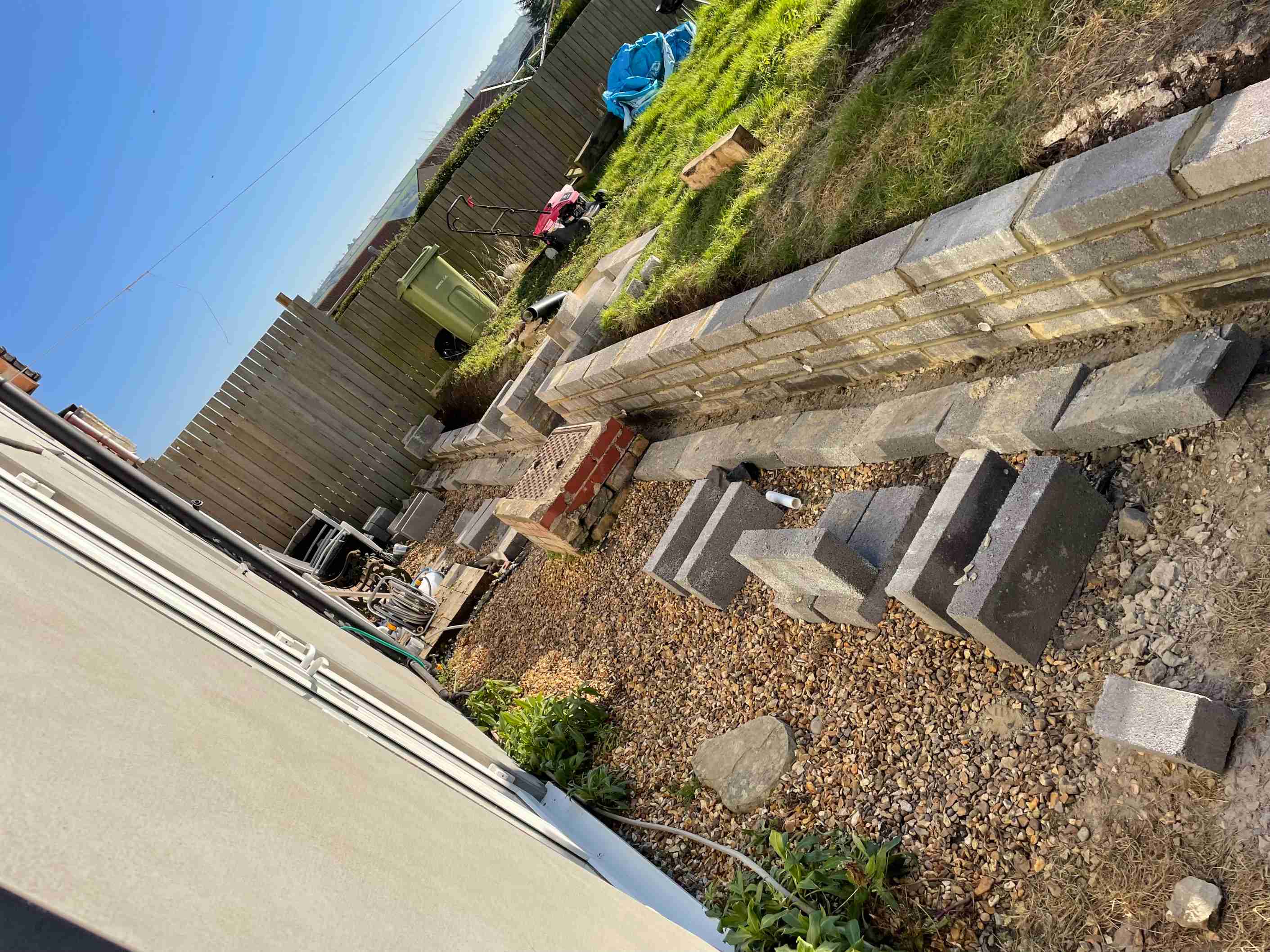 Retaining wall construction result